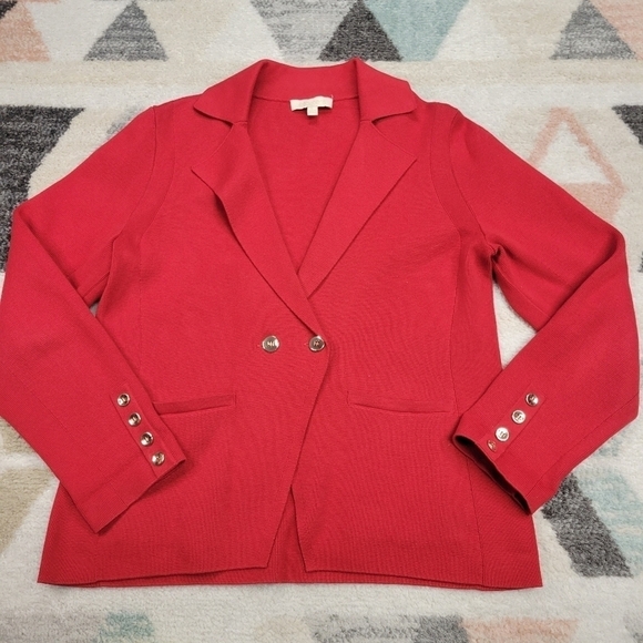Etcetera Red Knit Sweater Jacket Blazer Size Large - Picture 7 of 9